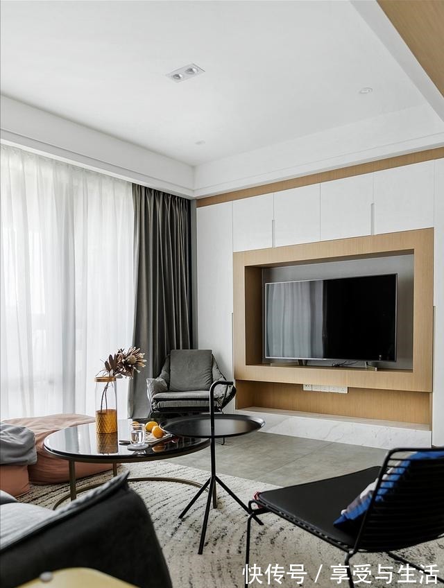 墙面|103㎡现代简约风,自然与现代的碰撞,体验撞色带来的震撼美!