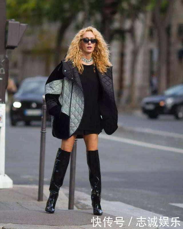 今年流行一种穿法，叫“绗缝棉服+靴子”，保暖不显臃肿，真美