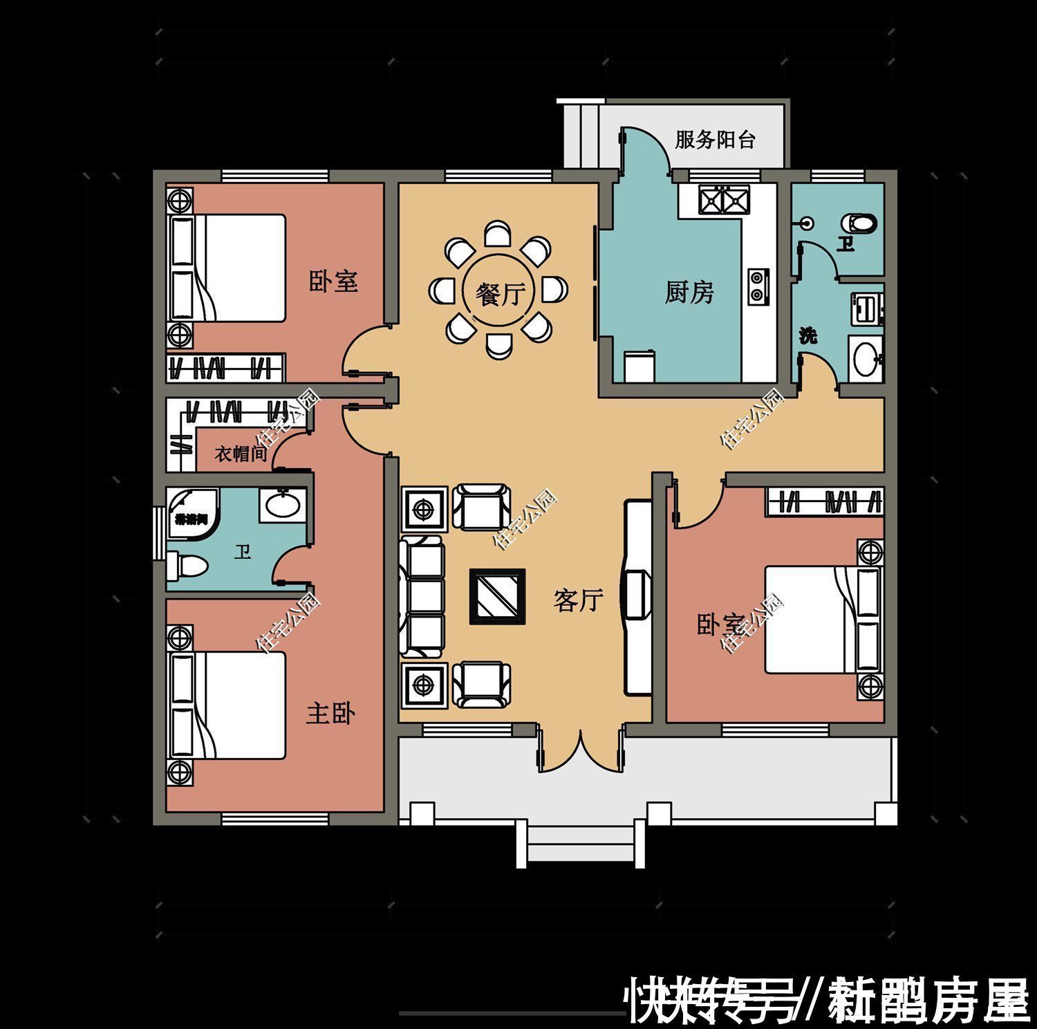 马头墙|别拿一层不当别墅！4套一层户型图纸，农村养老房的最佳选择