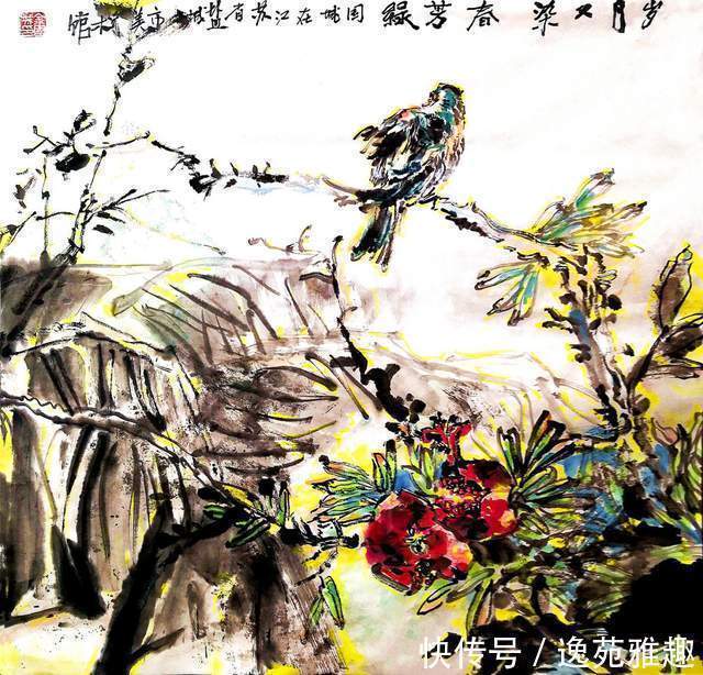 x90@「画作欣赏」岁华绘花又绘鸟，时光爱鸟更爱人，余国城画作欣赏