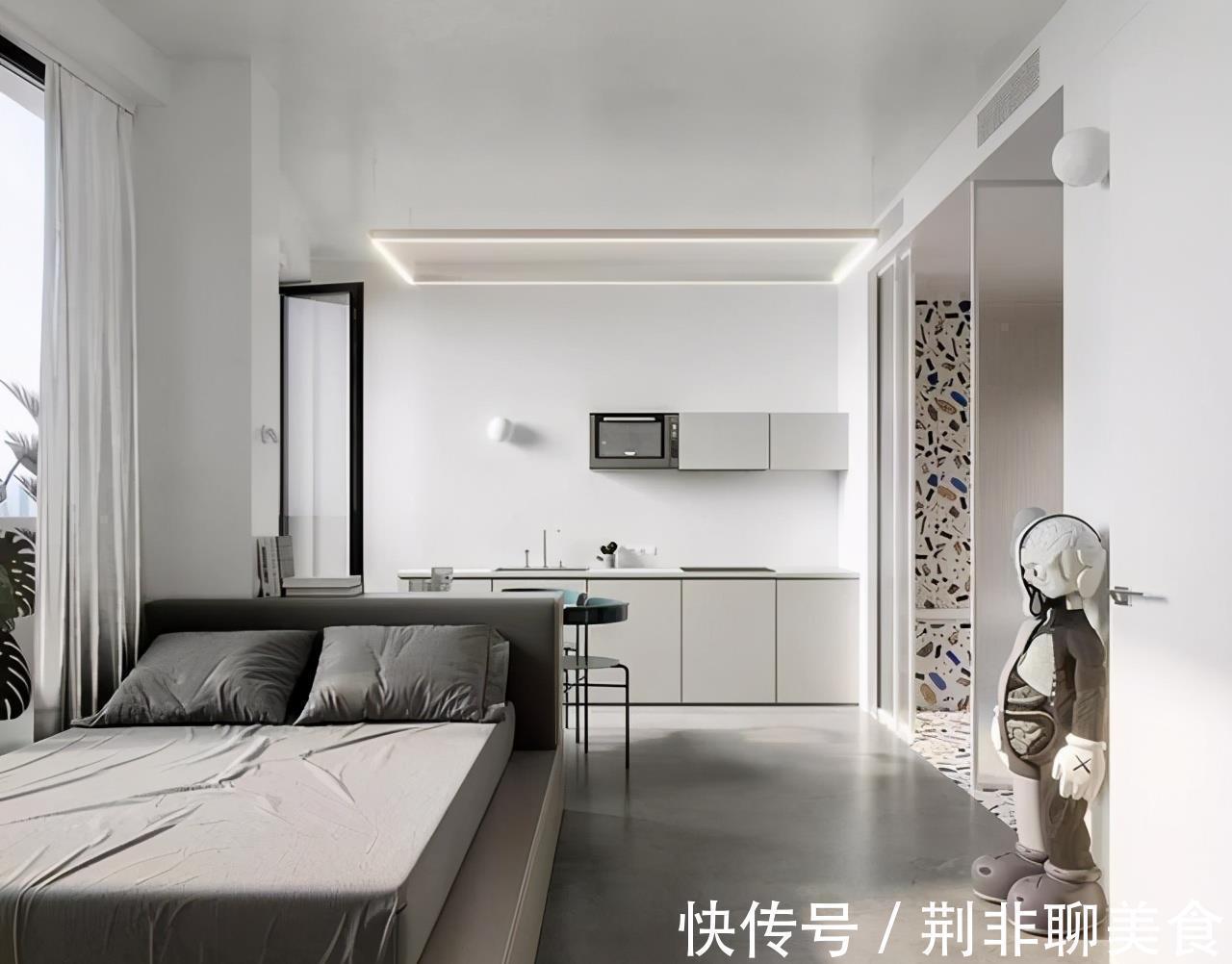 彩虹玻璃|女孩的29㎡小家:卧室带独立衣帽间,浴室塞下大浴缸,太唯美了!