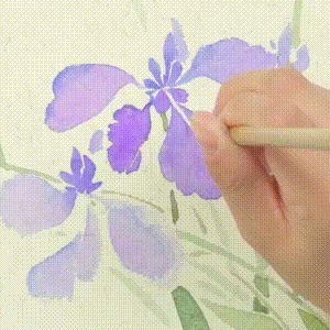 示范&用没骨技法画胡萝卜和鸢尾花,这样的示范案例领你入门