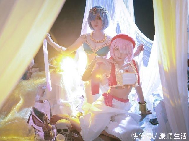 迷妹|绝美姐妹花cos拉姆蕾姆，显露小蛮腰，服装超级漂亮