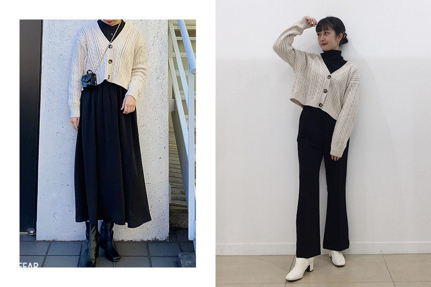 日本女生秋冬就靠这件针织外套显腿长!