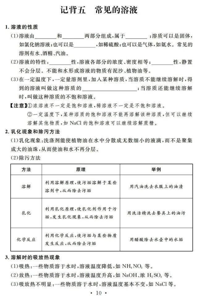 初中化学一轮复习基础知识清单，13天看完考满分！