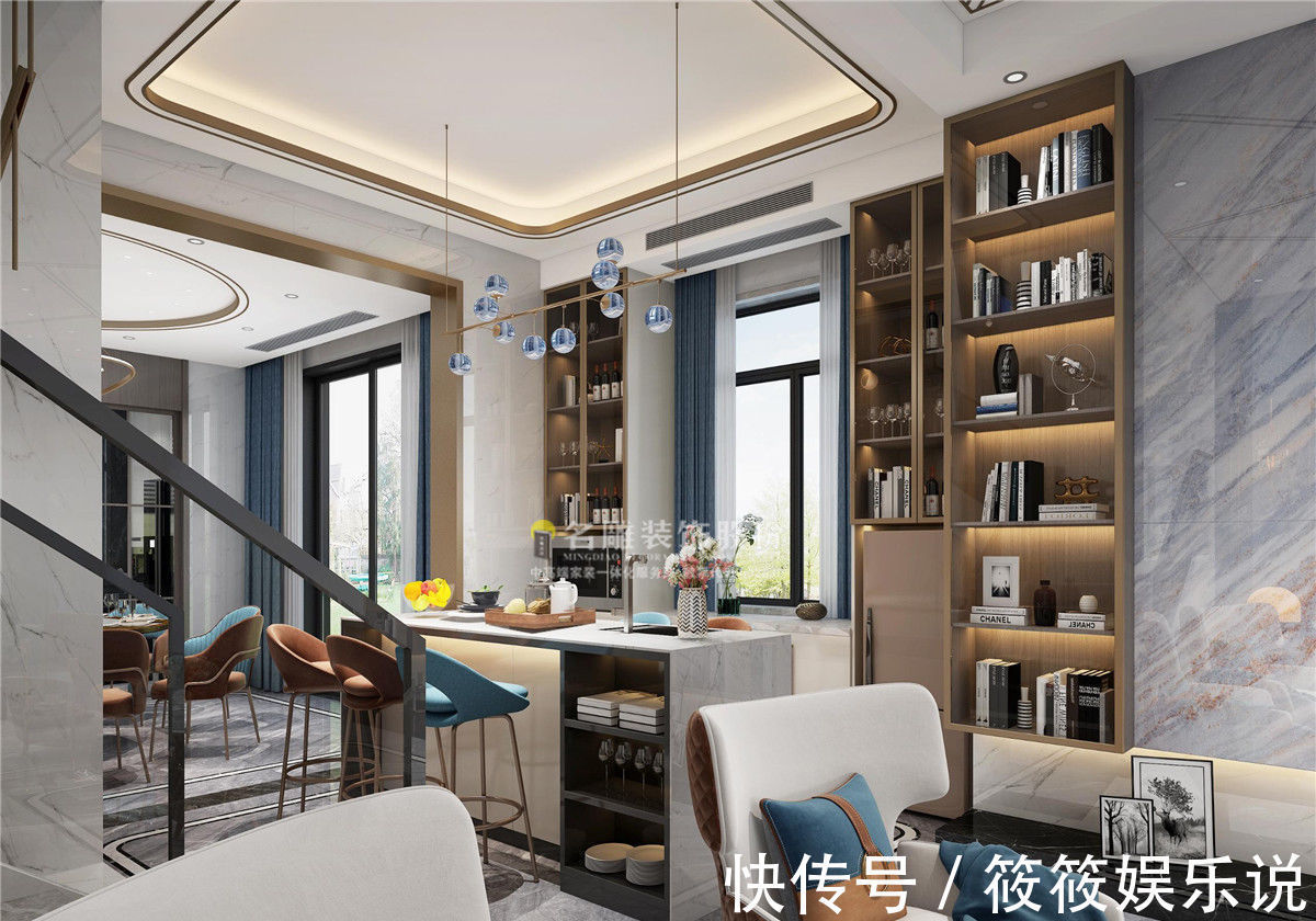 空间|188㎡现代风,设计采用撞色设计,让空间不再寡淡而更有张力