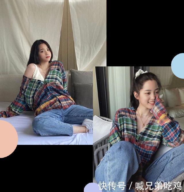牛仔裤|一件衬衫多种搭配,初秋衬衫这样穿,时髦气质到不行