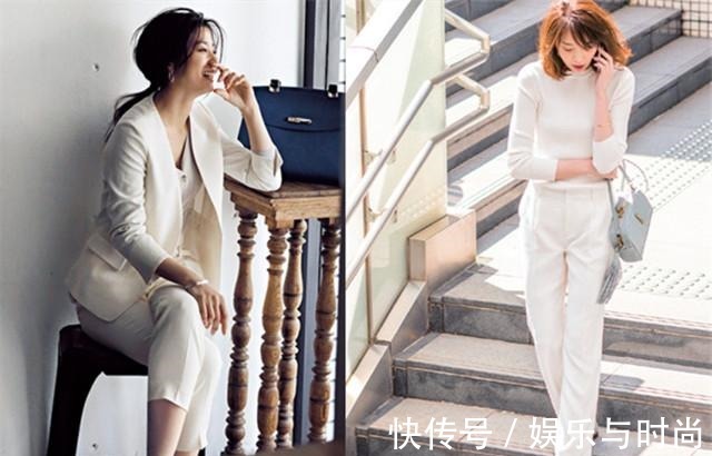 右图 穿来穿去还是白色最经典，除了单件穿搭，全身白色会更上档次！