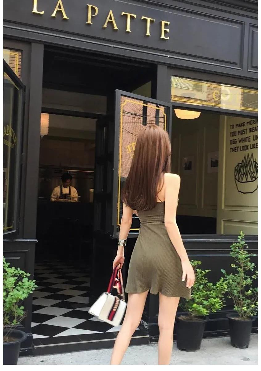 美女|食色113——美女穿搭19 抹茶色气质短裙