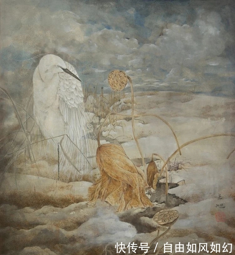 中国画#一种近似于油画的效果,却有着中国画的诗意韵律|王旭花鸟画