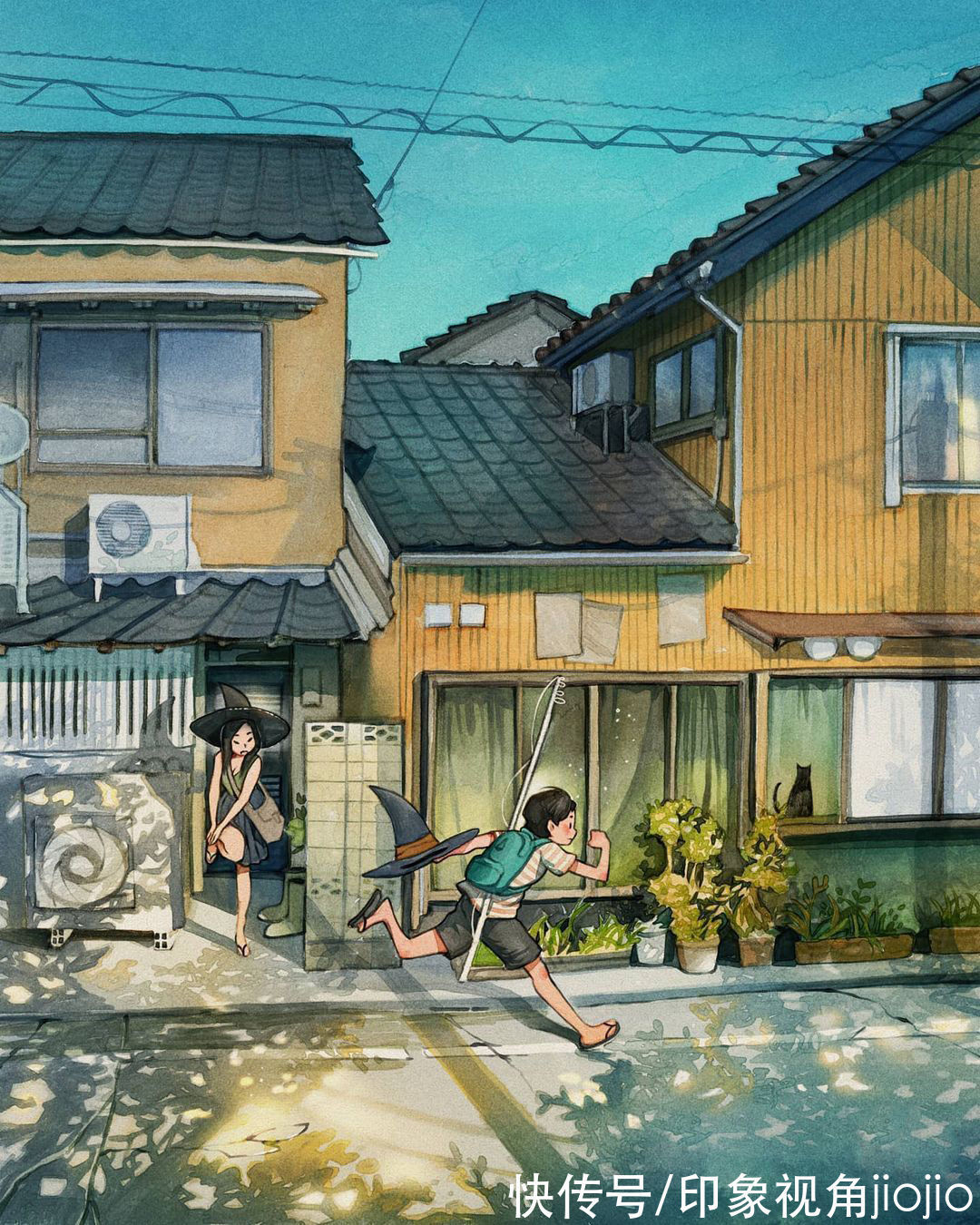 日常插画#复古风的女巫日常插画作品,猫咪灵魂陪伴设定太有爱了