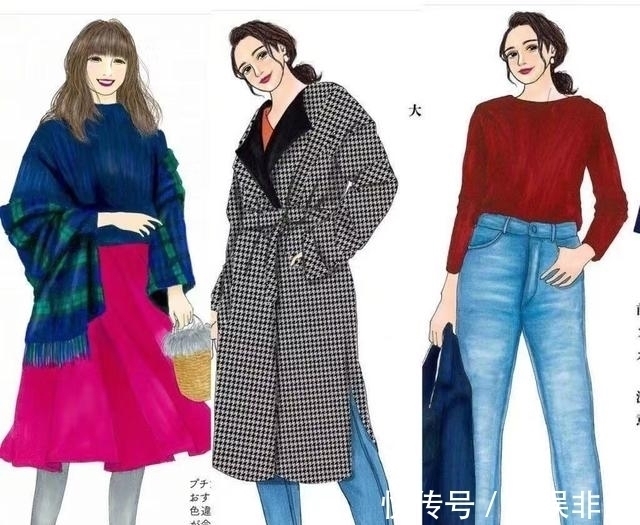 格纹 真人的搭配看烦了!来看下日本插画师momo,手绘秋冬穿搭