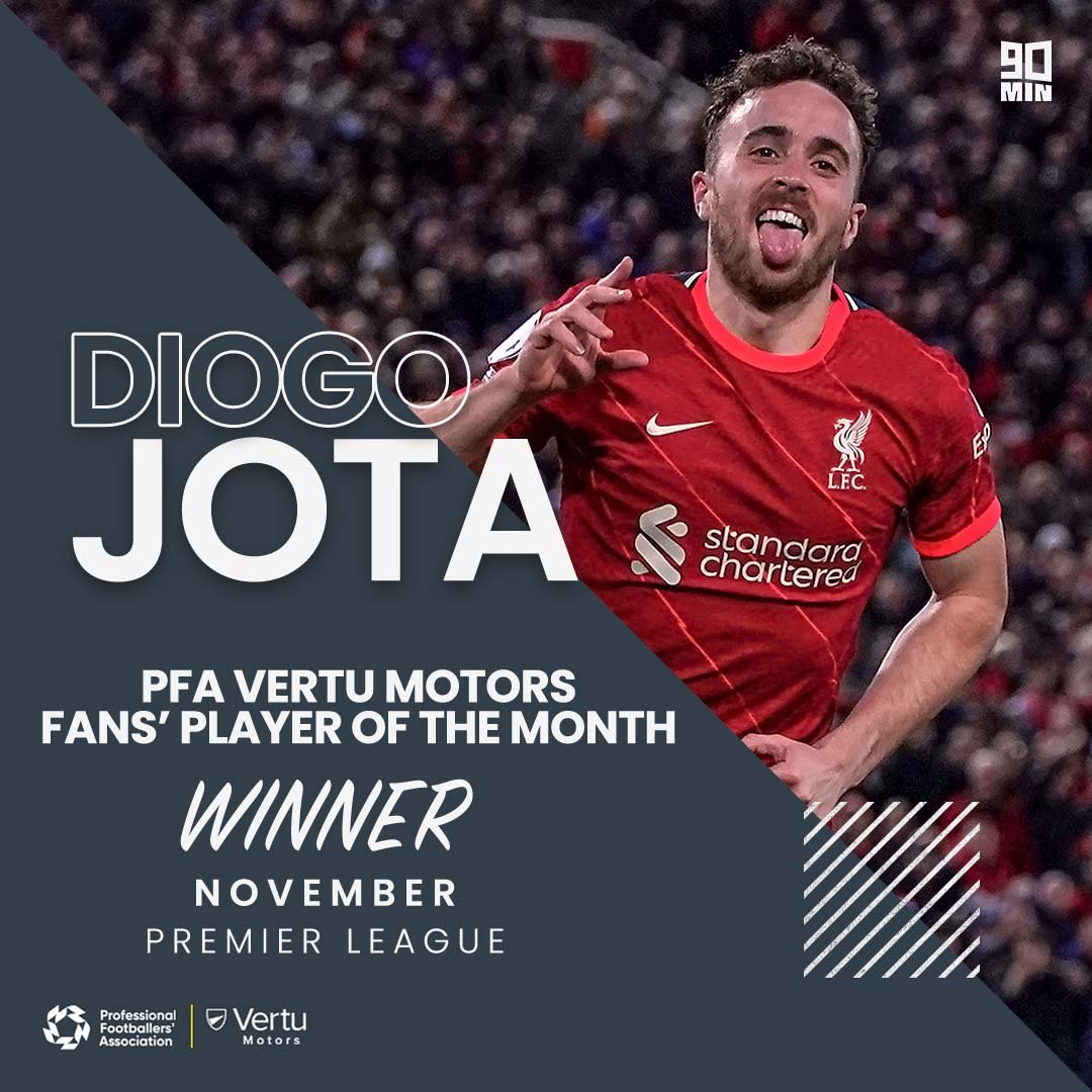 PF官方：若塔當(dāng)選PFA球迷票選11月最佳球員