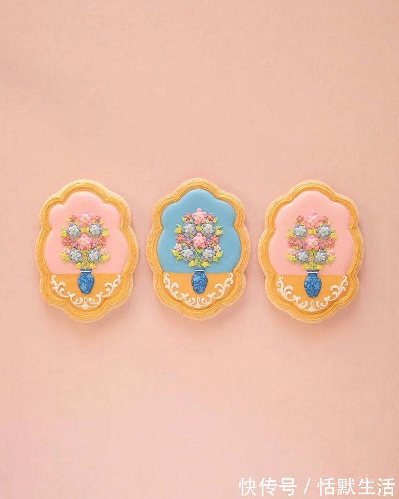 饼干|美到舍不得吃!甜品师手作花砖饼干,救救老夫的少女心!