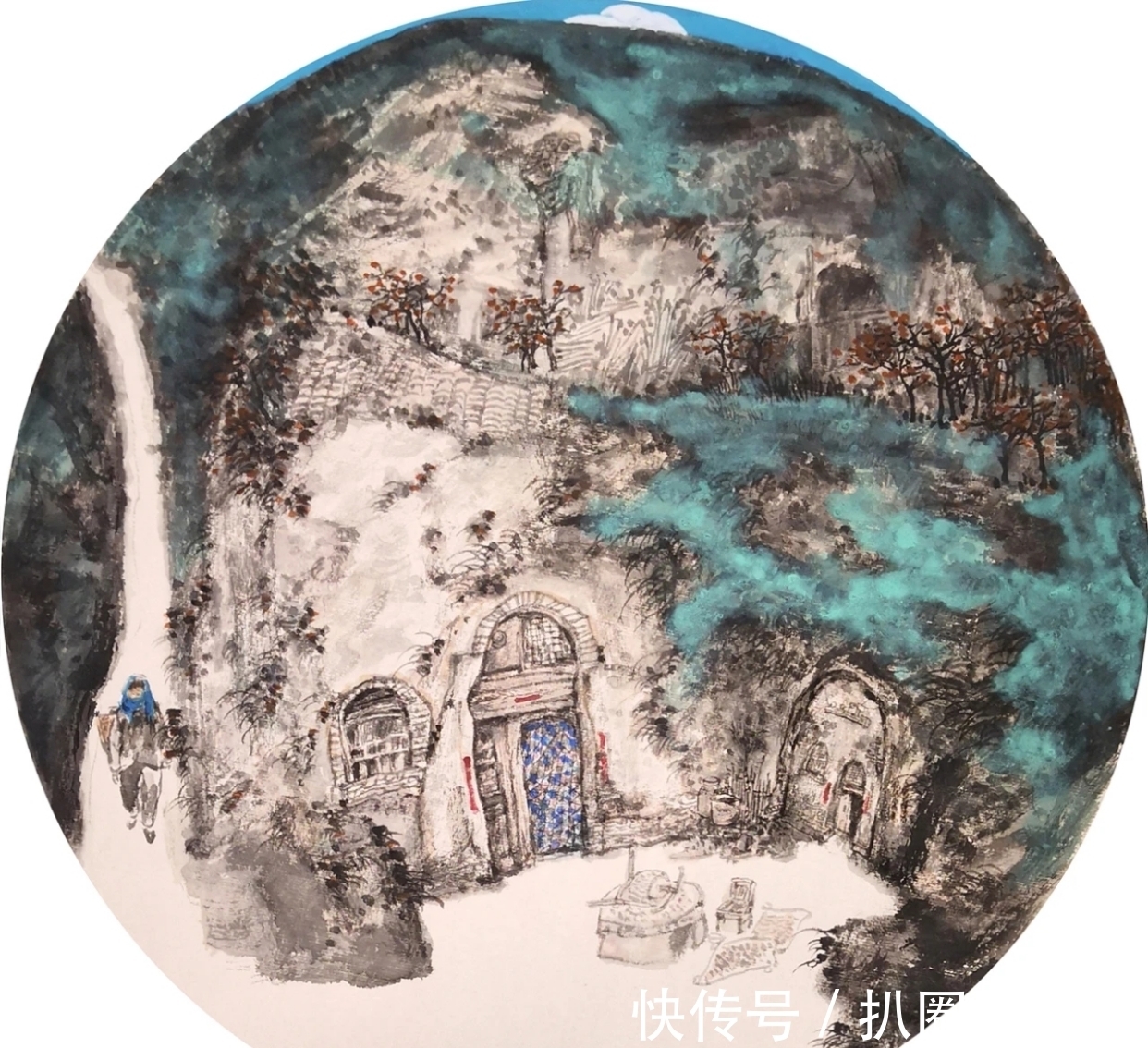 水墨$山水画|他画的水墨乡村系列,笔墨朴实无华,但有鲜活的场景感