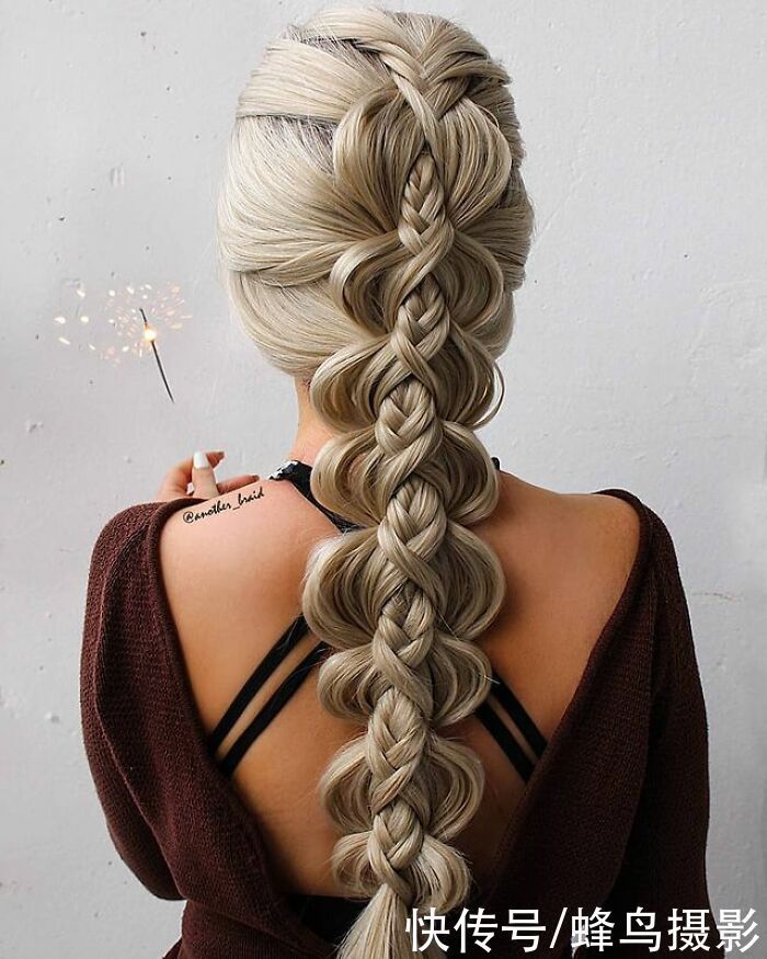 网红达人|65张编发照片,这哪是编头发分明是画画,图3这发型一次要半天