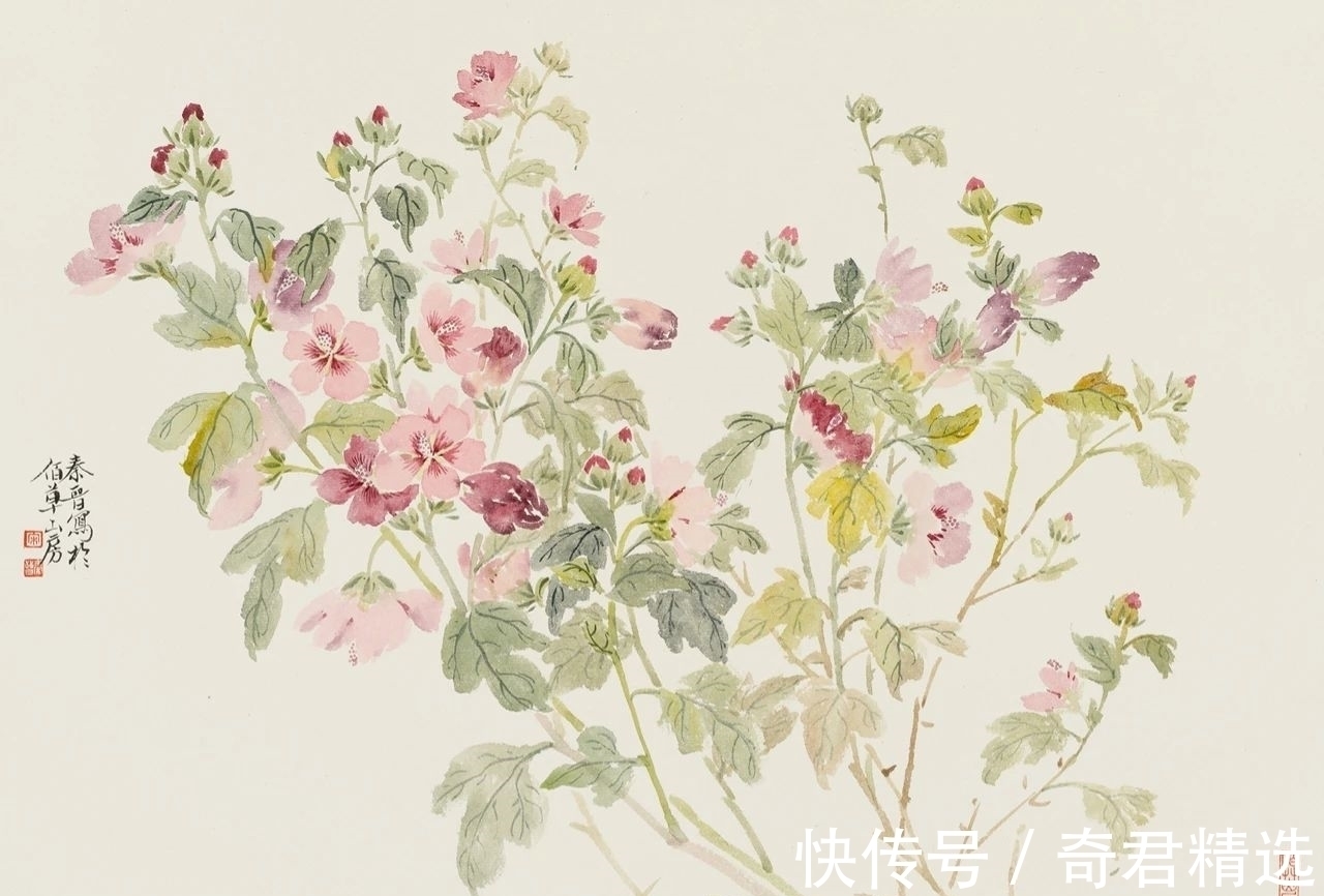 西安美术学院@「津门网」用没骨法绘制花卉,这极其考验画家对笔墨色彩的把控