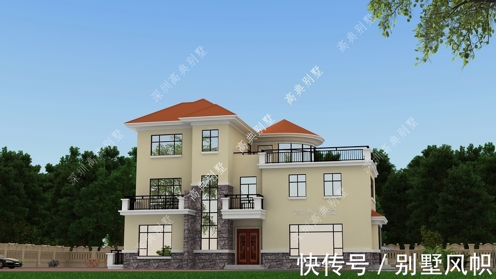 风格|三层农村别墅，整体采用欧式风格，家乡建栋充满羡慕的眼光看你。