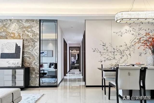 餐厅|150平中式五居，三世同堂，乐趣无穷客餐厅背景墙，更是漂亮