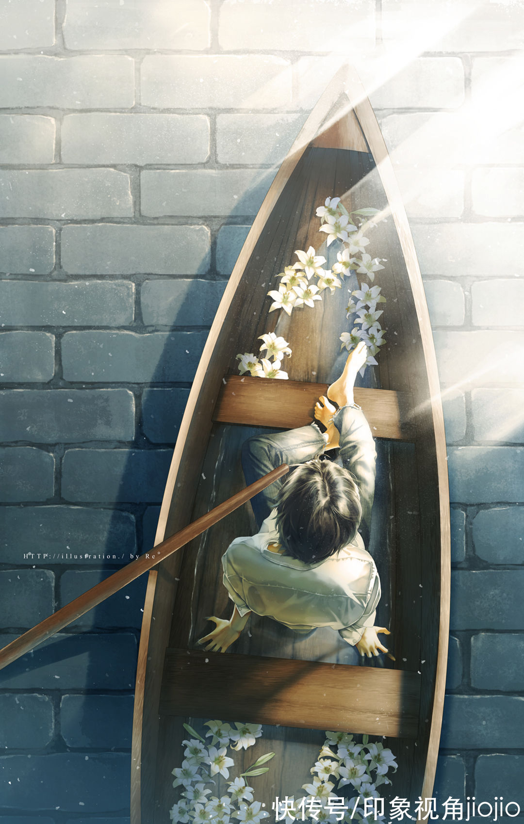 光影！光影中的美少年插画，淡淡的色彩表达颇具美感