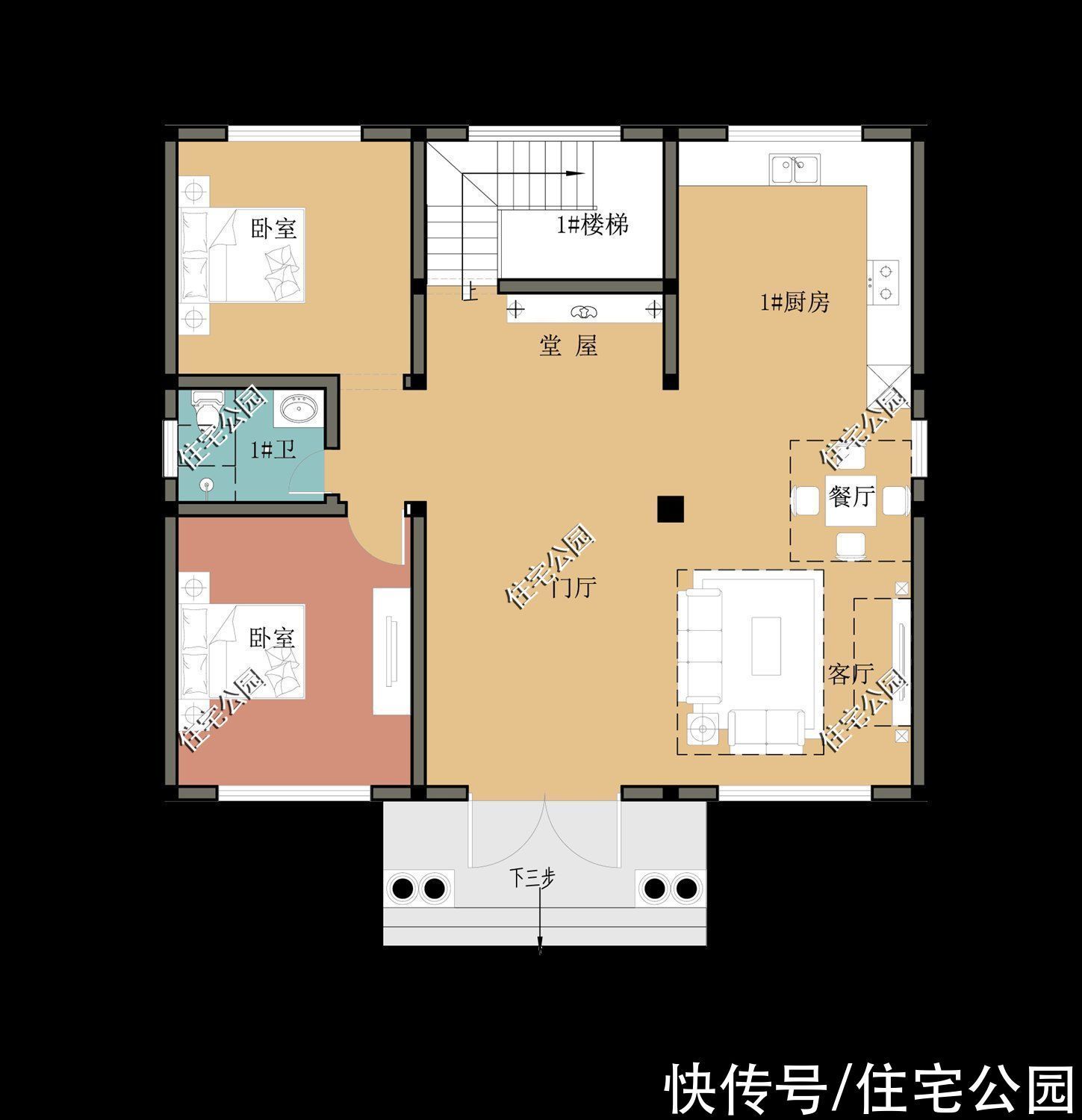 卧室|8月份就盖这栋房子吧，12×12米的尺寸方方正正，6间卧室舒适大气