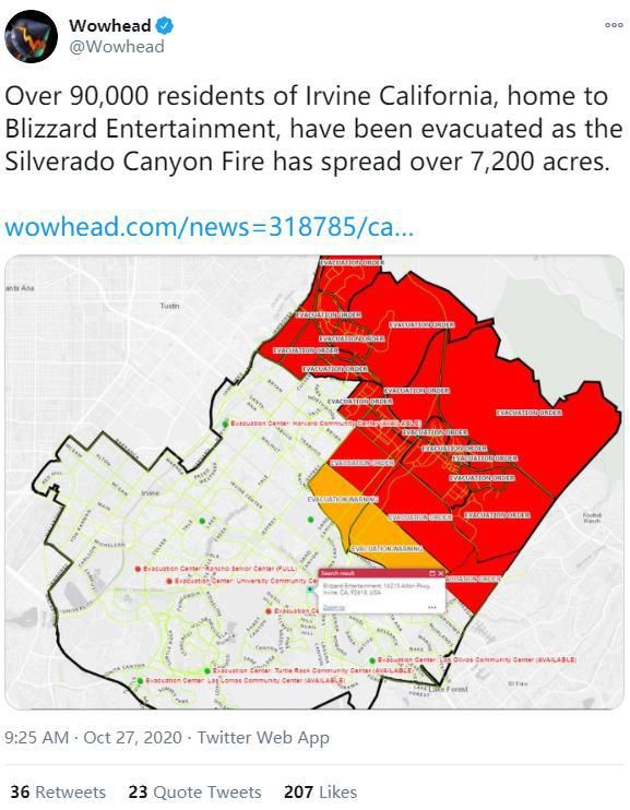 魔兽|魔兽世界9.0又要延期？加州山火复燃逼近暴雪总部，真要火了？