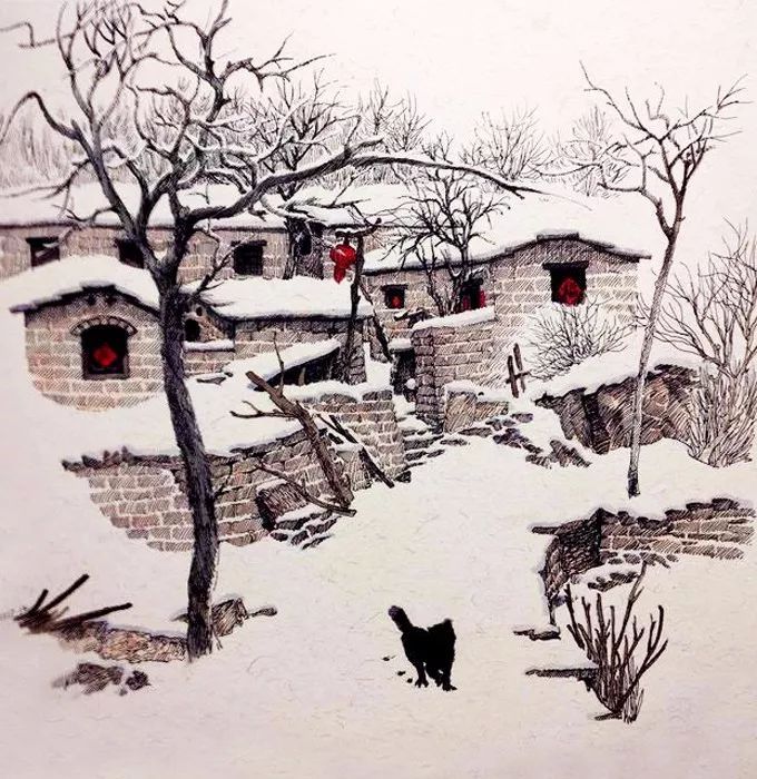 太行山@他用钢笔画出了至美的雪景