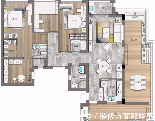 现代|125平现代风三居室,办公区后居然有一个小西厨可以作饭