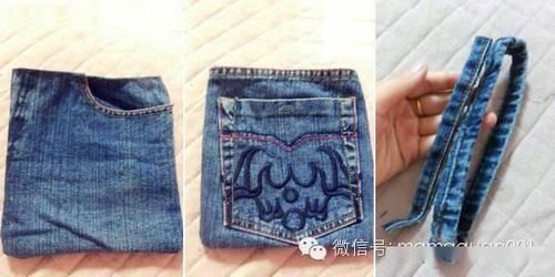 一条牛仔裤大改造成小书包+手提包+小棉鞋