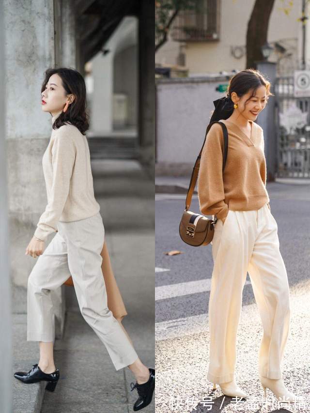 柔和|普通女生怎么穿显高又显瘦?针织衫搭配阔腿裤,不光高级还很减龄