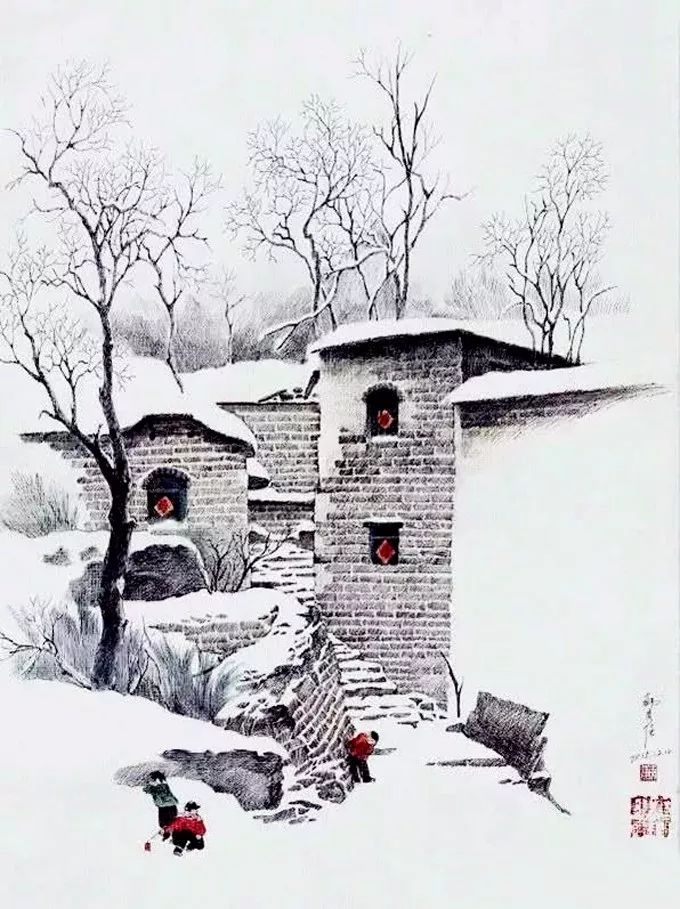 太行山@他用钢笔画出了至美的雪景