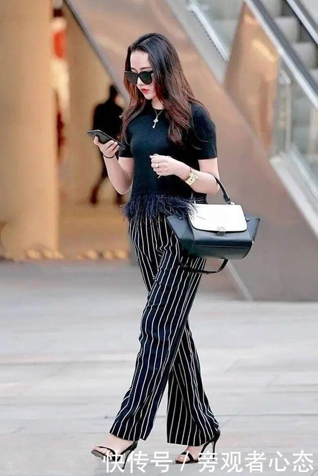 雪纺裤|小姐姐一条黑色雪纺裤非常有设计感,显得整个人非常飘逸