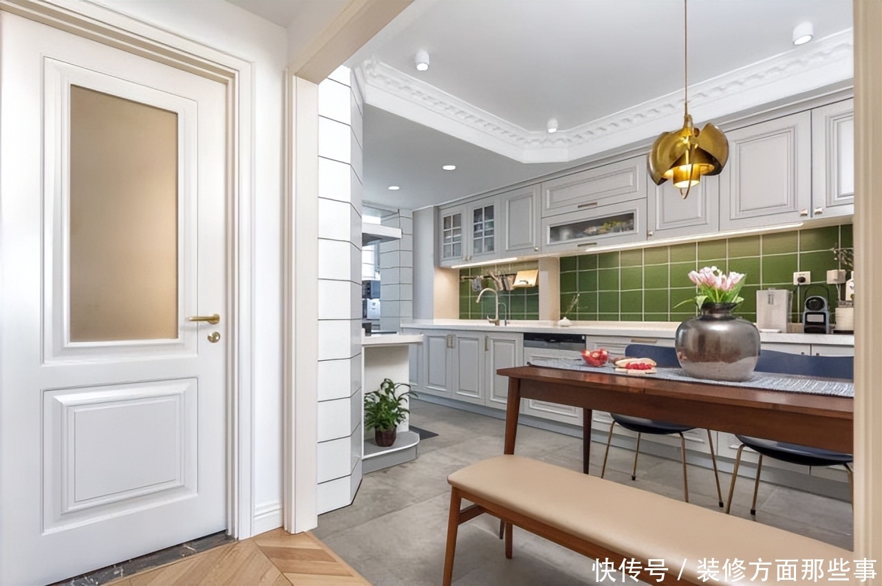 衣帽间|86平混搭风三居室,绿色点缀在空间的每个地方