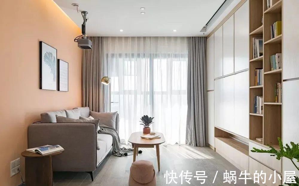 小户型|刚完工的87平小户型,一整面橘粉色背景墙,超级小清新,晒晒
