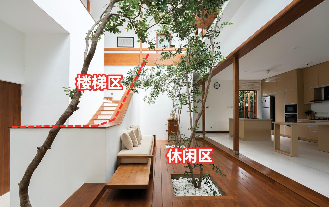 脚感|等买了别墅,我也要把天井+楼梯+休闲区组合一起,错层设计超漂亮
