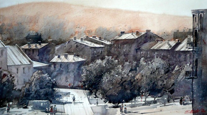 水彩画@波兰水彩画家拉法尔的街市景观画,耐看!