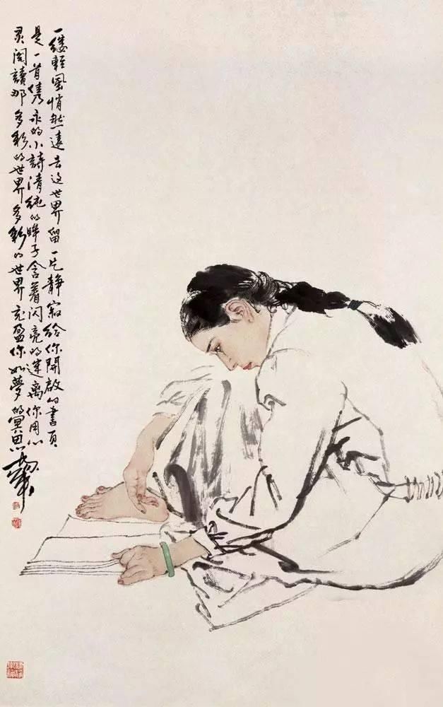 绢本!国画:何家英画笔下的怜怜女儿态,不同寻常的美感!