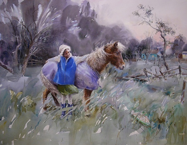 画标$美国水彩人物画家玛丽怀特:一张A4大小的水彩画标上万美元