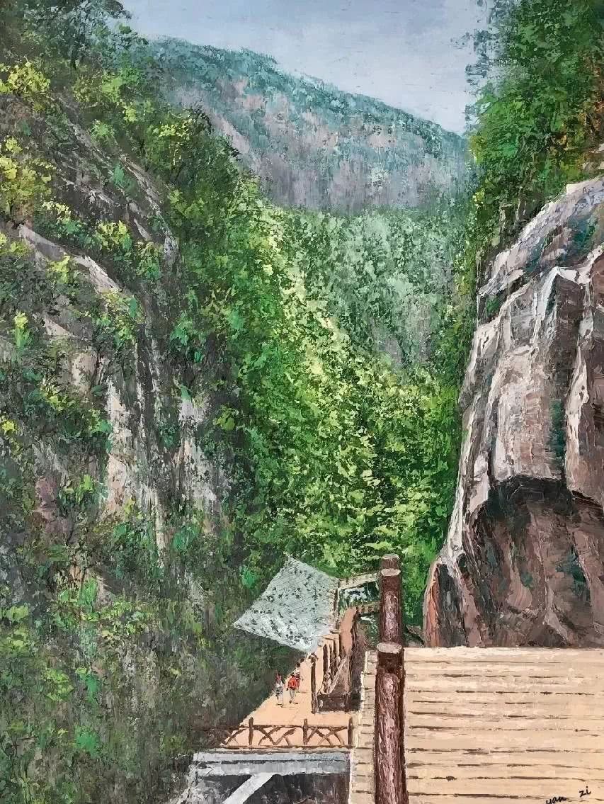 晏子油画《中国秦岭十大景》写生