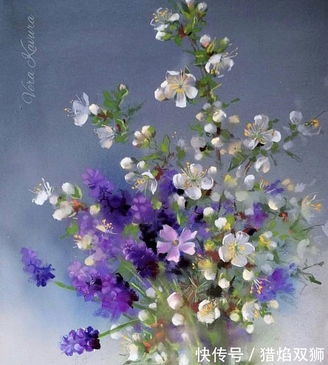 粉画#他可以赋予花卉作品不同的质感,那种柔和自美,赏心悦目!