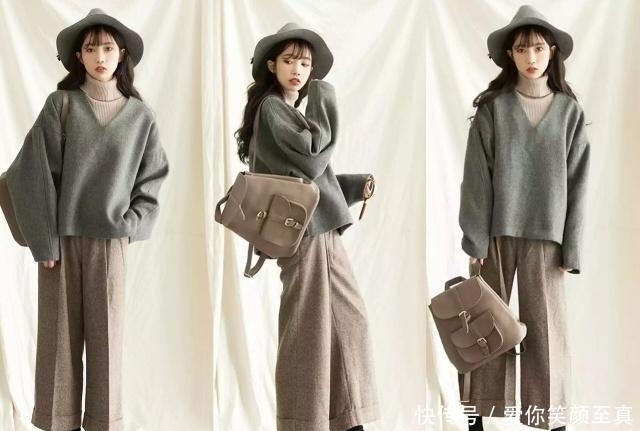 袜子|冬天穿九分阔腿裤,“袜子外露”这样穿,温暖又时髦!