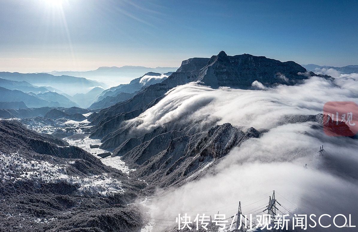 云瀑|云瀑万顷！航拍蓑衣岭雪山云瀑震撼美景