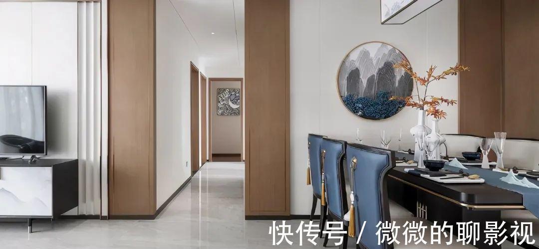 烟灰蓝|125㎡现代中式风新房,全屋烟灰蓝配色,清爽明亮!