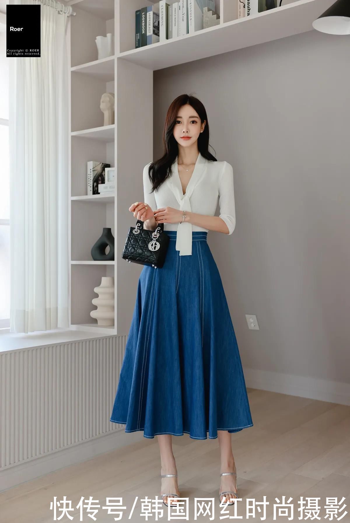 纱裙|女神孙允珠高清时尚搭配(251)新奥尔良都市牛仔斜衩柔纱裙