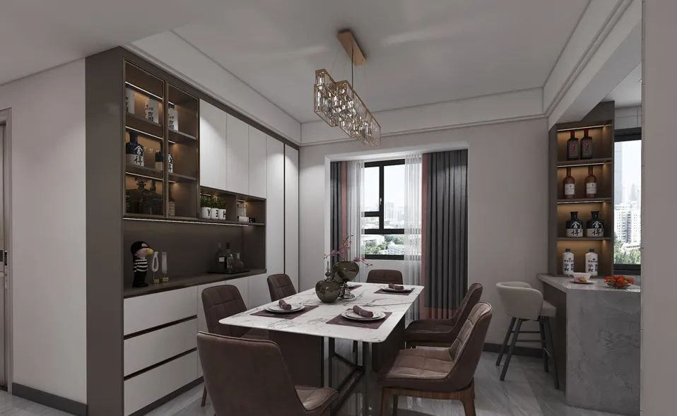 柜身|120平米满满的轻奢风,这套4房两厅设计红遍全小区