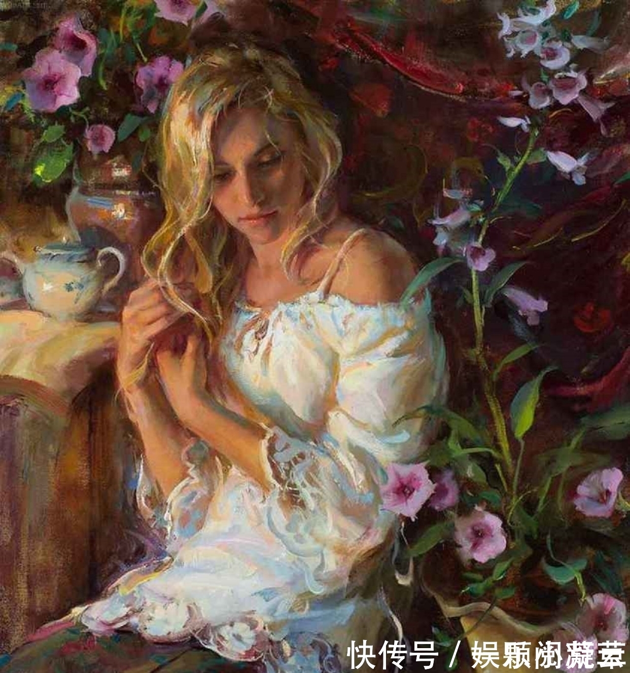 写实艺术#田园中的女人,如诗般的意境——美国顶级油画家丹尼尔的写实艺术