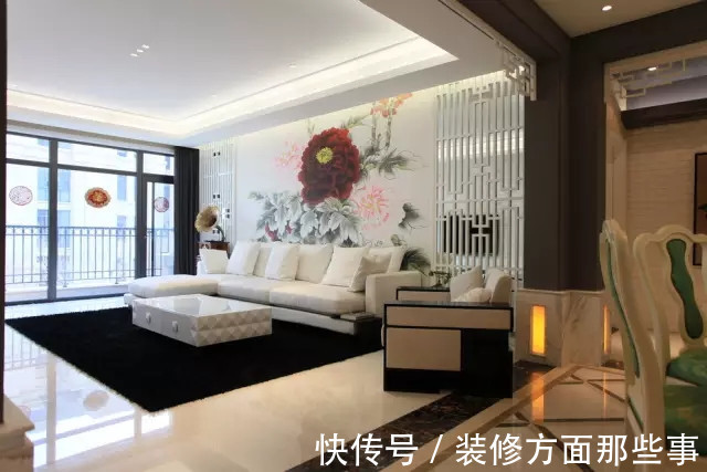 中式|170平米中式风装修，客厅这个牡丹花你是认真的吗？