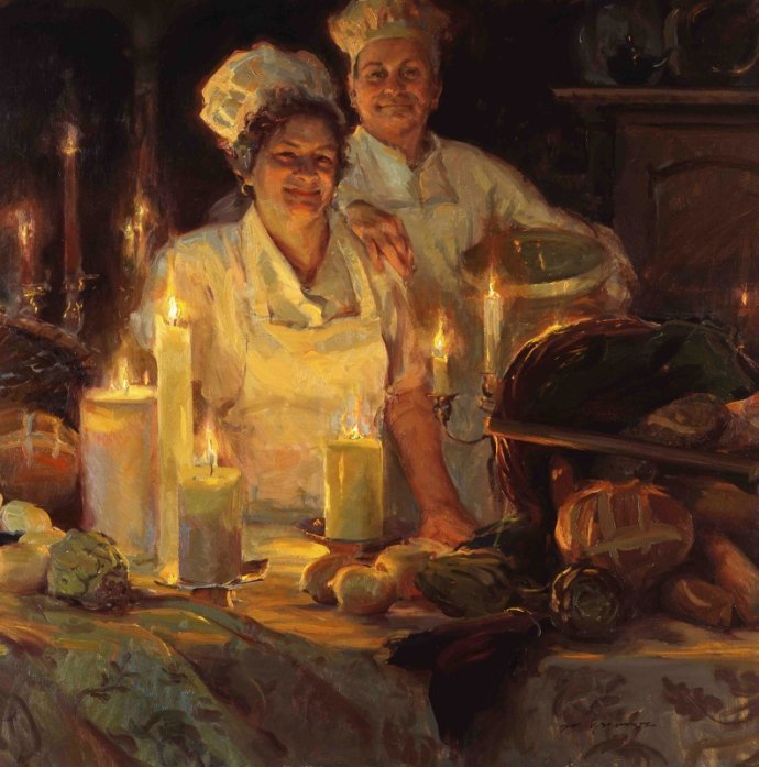 油画$美国画家丹尼尔 典雅柔美的光影女子油画