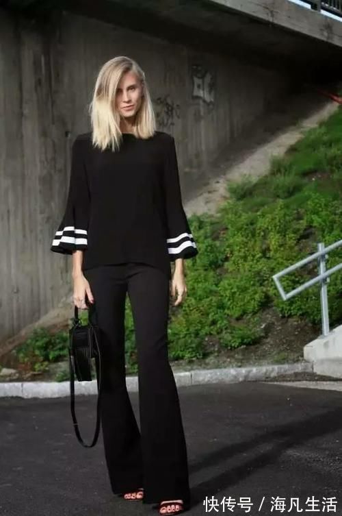 搭配 阔腿裤已经失宠了，今年流行穿“喇叭裤＋毛衣”，温柔大方显气质