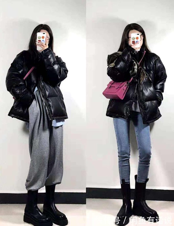 鲨鱼裤|羽绒服+阔腿裤过时了,现在流行搭配“鲨鱼裤”,上松下紧更时髦